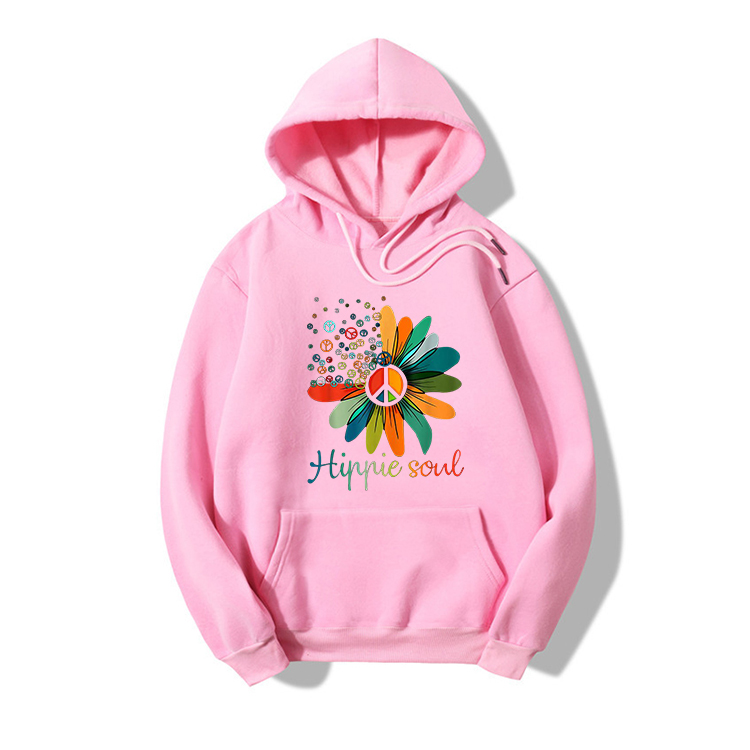 Hooded Flower Fashion Print Long-sleeved Fleece Sweatshirt display picture 5