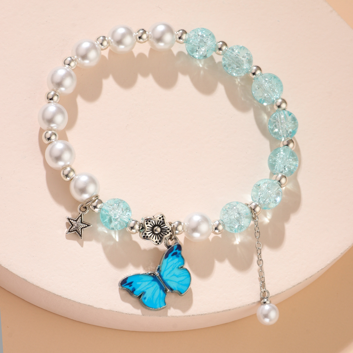 Pearl Crystal Butterfly Bracelet Flower Crystal Jewelry display picture 1