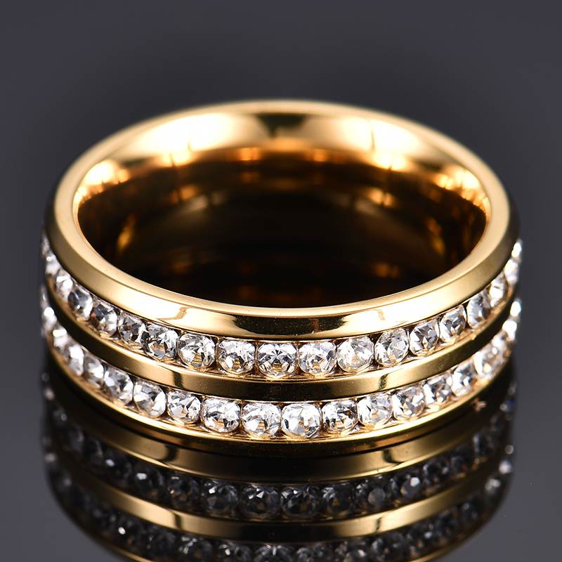 أزياء التيتانيوم الصلب حجر الراين هيبوالرجينيك خاتم مجوهرات بالجملة display picture 1