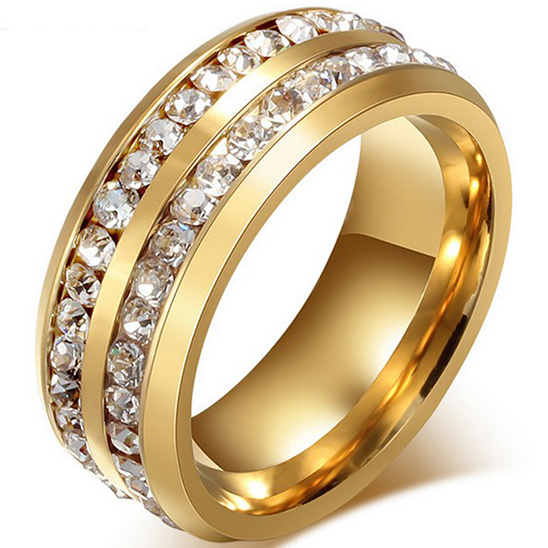 أزياء التيتانيوم الصلب حجر الراين هيبوالرجينيك خاتم مجوهرات بالجملة display picture 2