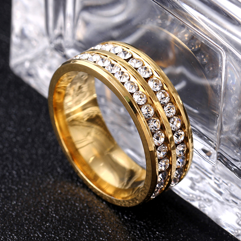 أزياء التيتانيوم الصلب حجر الراين هيبوالرجينيك خاتم مجوهرات بالجملة display picture 3
