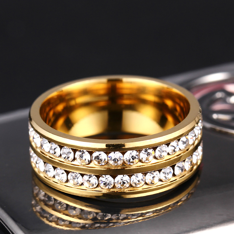 أزياء التيتانيوم الصلب حجر الراين هيبوالرجينيك خاتم مجوهرات بالجملة display picture 5