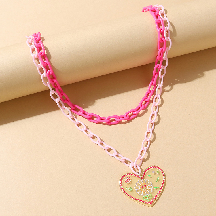 Korean Version Resin Peach Heart Sunflower Pattern Necklace display picture 1