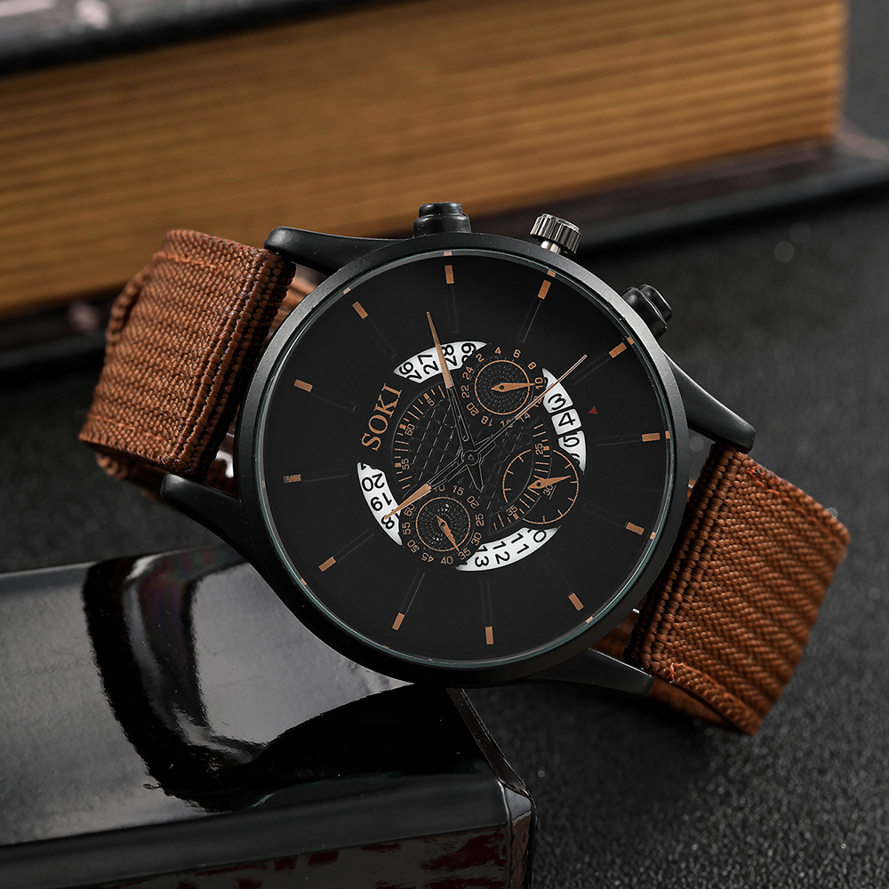 Mode Calendrier Cadran De Luxe Montre À Quartz Pour Hommes display picture 2