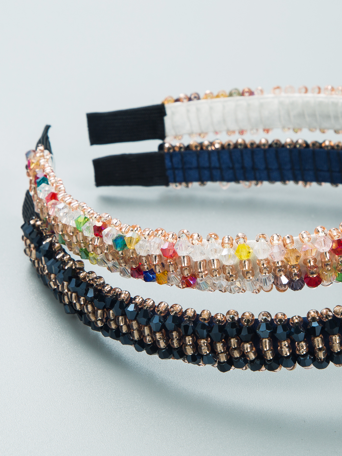 Korean Style Thin-edged Rice Beads Crystal Decorative Headband 2 Pcs Of Set display picture 4