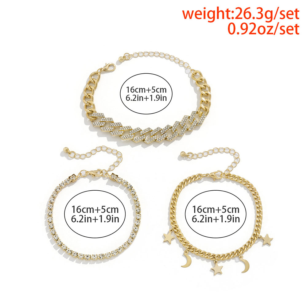 Vente Chaude Étoile Gland Lune Bracelet Plein De Diamants Mode Bracelet Incrusté Réglable display picture 2