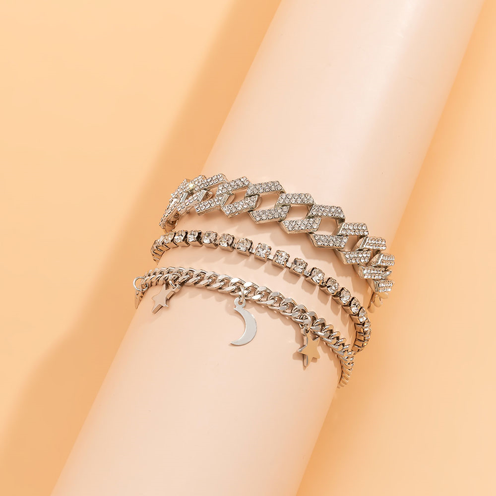 Hot Selling Star Tassel Moon Full Diamond Bracelet Fashion Adjustable Inlaid Bracelet display picture 7