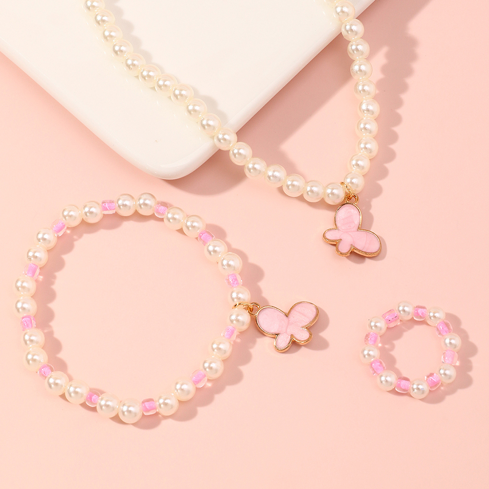 Koreanischer Stil Schmetterling Perlenkette Armband Ring display picture 1