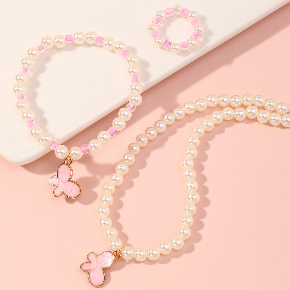 Koreanischer Stil Schmetterling Perlenkette Armband Ring display picture 4