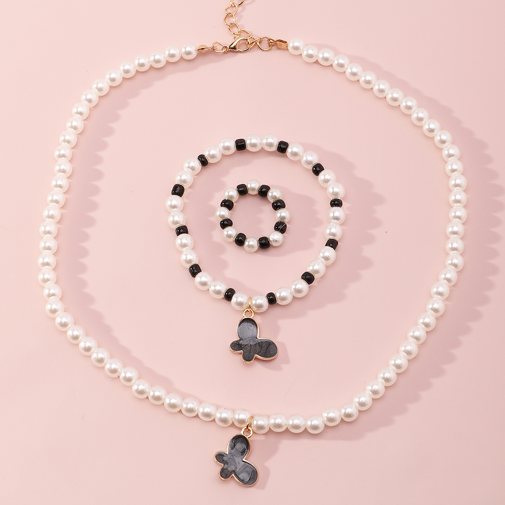 Koreanischer Stil Schmetterling Perlenkette Armband Ring display picture 6