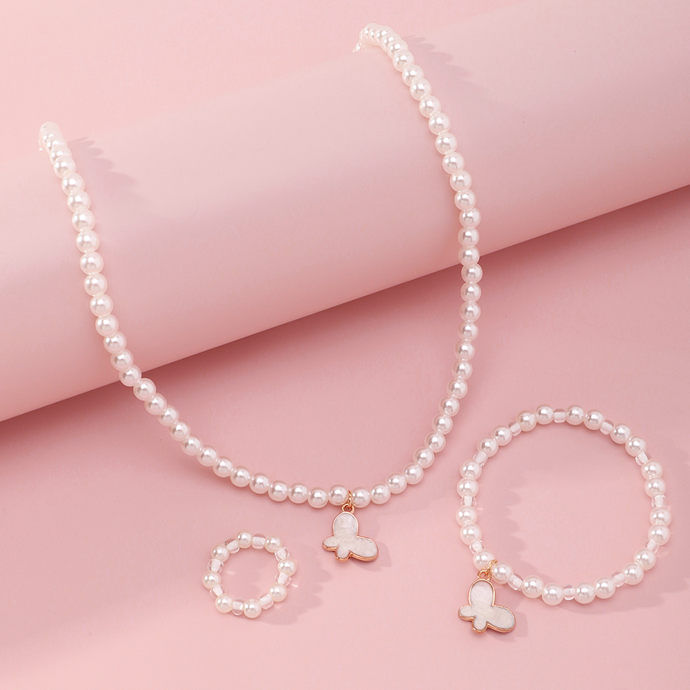 Koreanischer Stil Schmetterling Perlenkette Armband Ring display picture 9