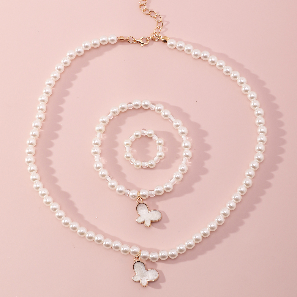 Koreanischer Stil Schmetterling Perlenkette Armband Ring display picture 10
