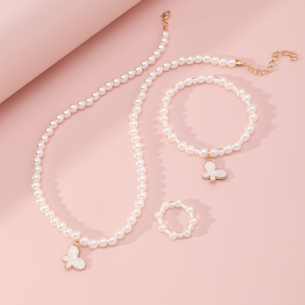 Koreanischer Stil Schmetterling Perlenkette Armband Ring display picture 11