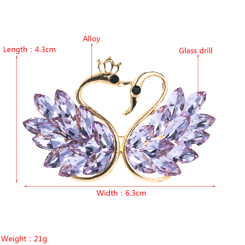 Broche De Aleación De Cisne De Cristal Brillante Exquisito De Moda, Broche Simple Para Mujer display picture 1