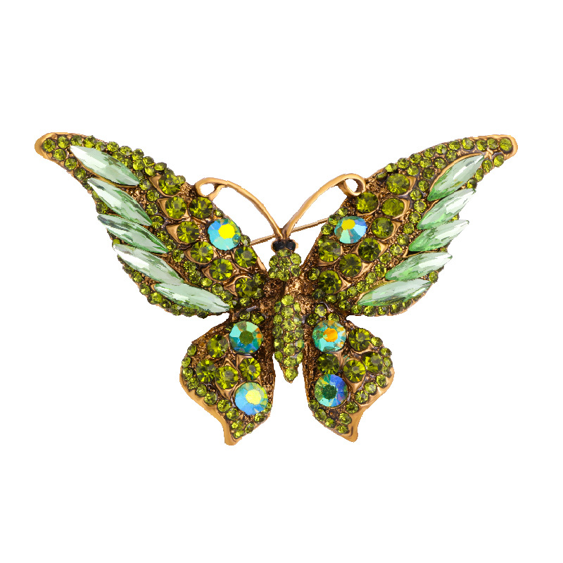 Retro New Crystal Rhinestone Butterfly Brooch Fashion Animal Insect Lady Brooch display picture 7