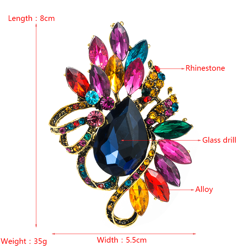 Retro Personality Creative Crystal Glass Diamond Brooch Fashion Corsage Wholesale display picture 1