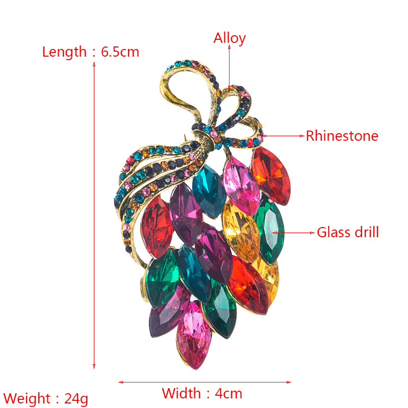 Exaggerated Personality Fashion Trend Colorful Crystal Dazzling Rhinestone Alloy Brooch display picture 1