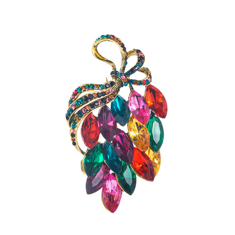 Exaggerated Personality Fashion Trend Colorful Crystal Dazzling Rhinestone Alloy Brooch display picture 8