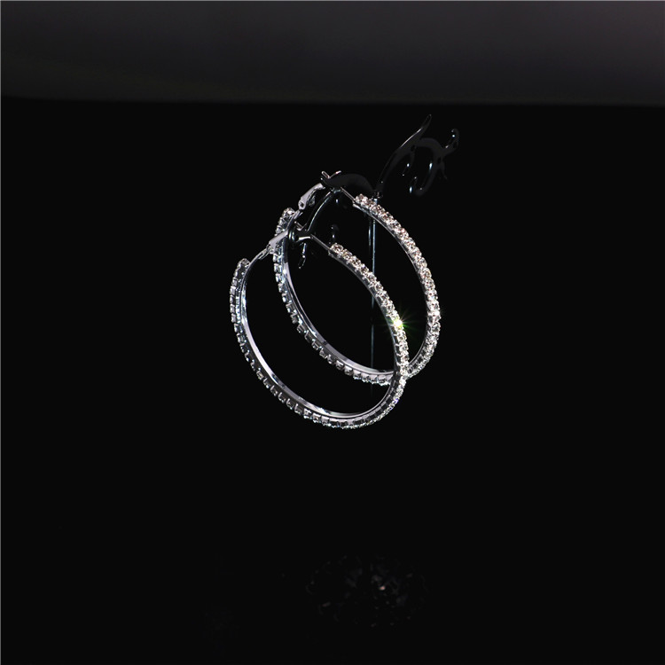 Super Large Crystal Earring Ring Inlaid Rhinestones Star Earrings display picture 3