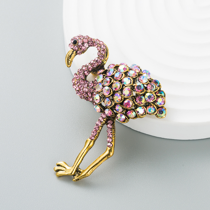 Elegant Luxury Full Diamond Animal Flamingo Fashion New Brooch display picture 5