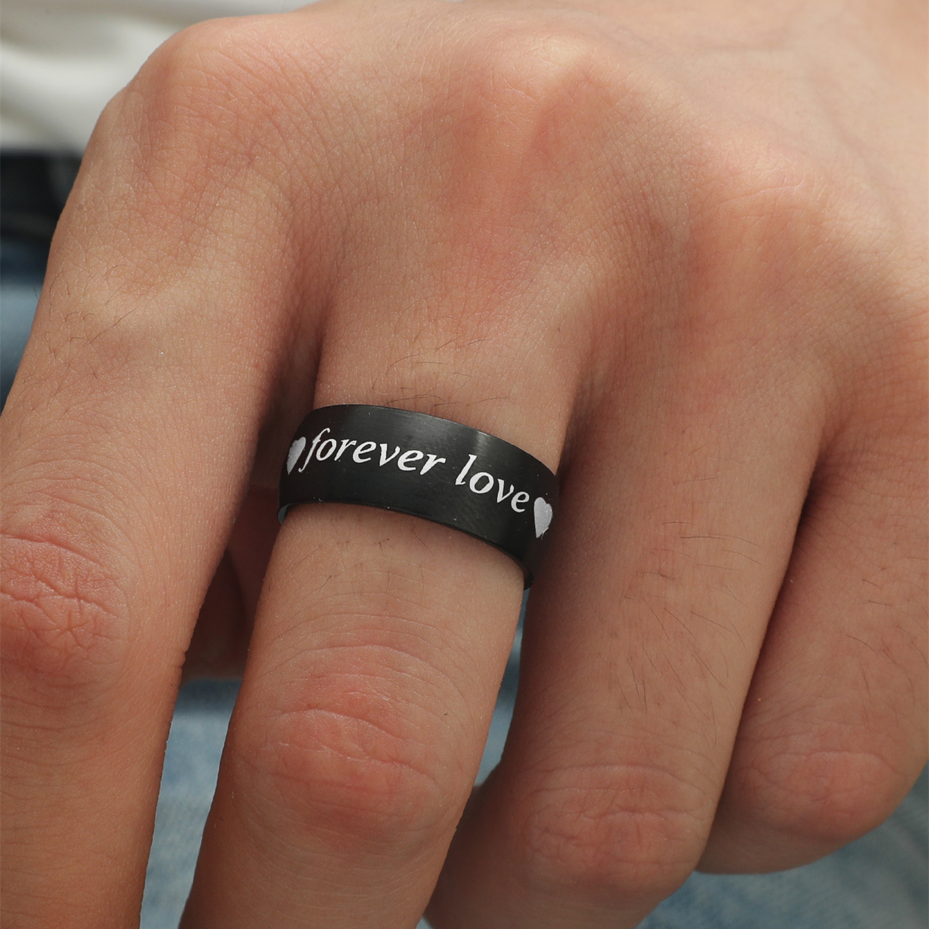 Forever Love Men's And Women's Retro Titanium Steel Ring display picture 2