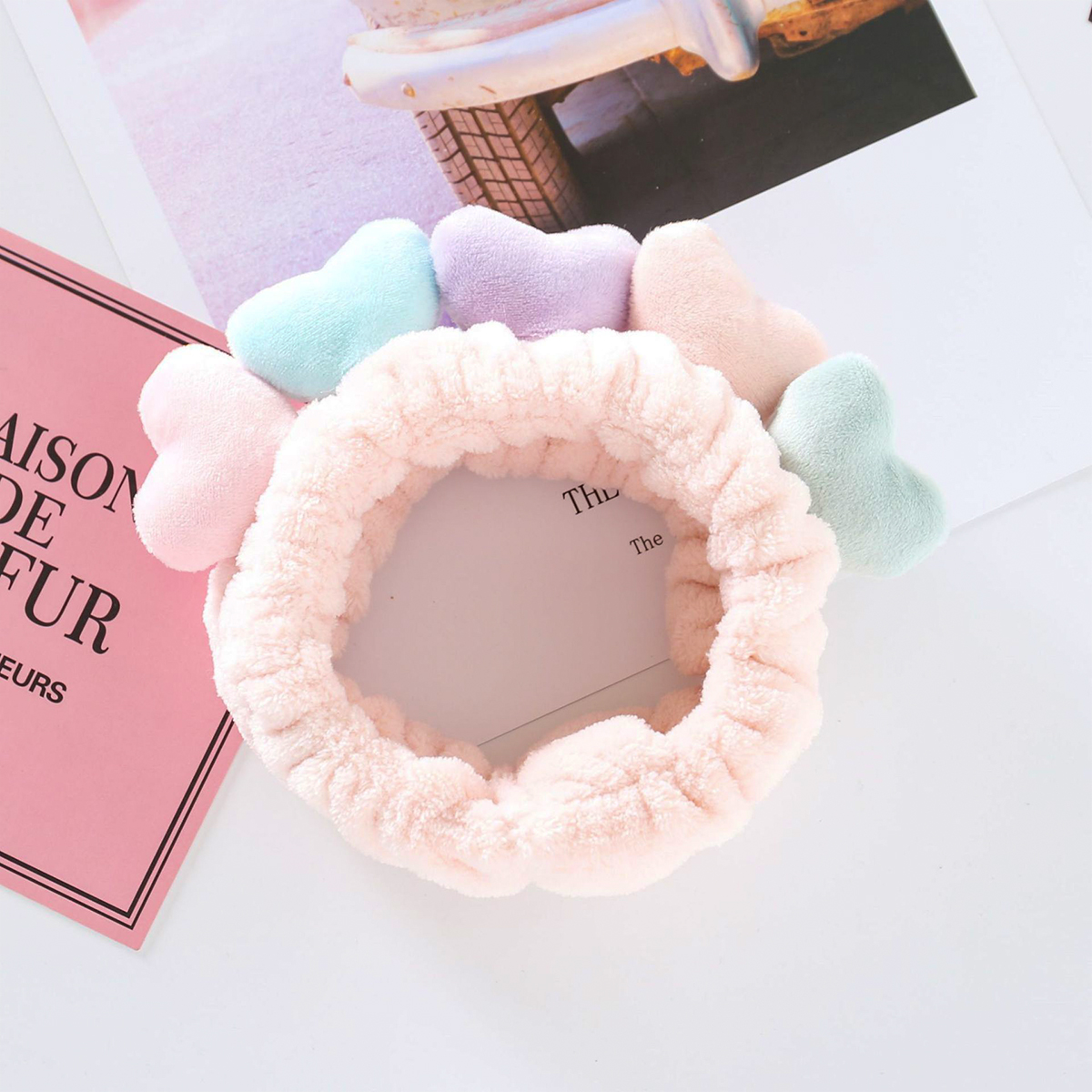 Cute Color Heart Plush Hairband Wholesale display picture 2