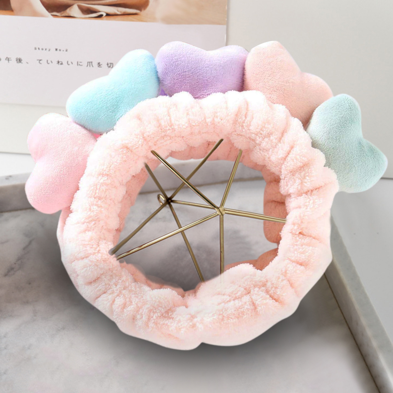 Cute Color Heart Plush Hairband Wholesale display picture 3