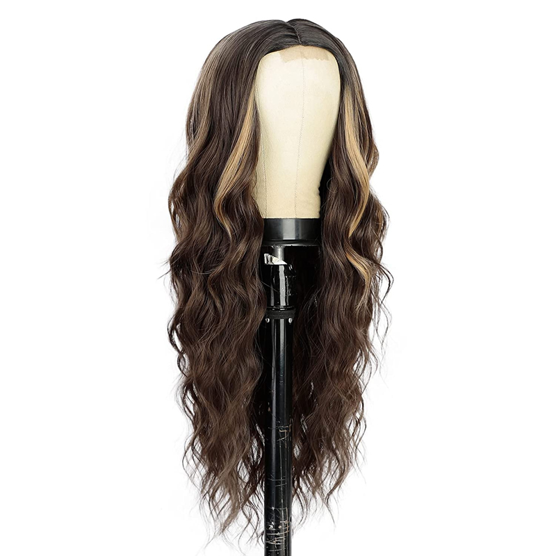 Brown Sweet Ladies Long Curly Hair Headgear Wigs display picture 5