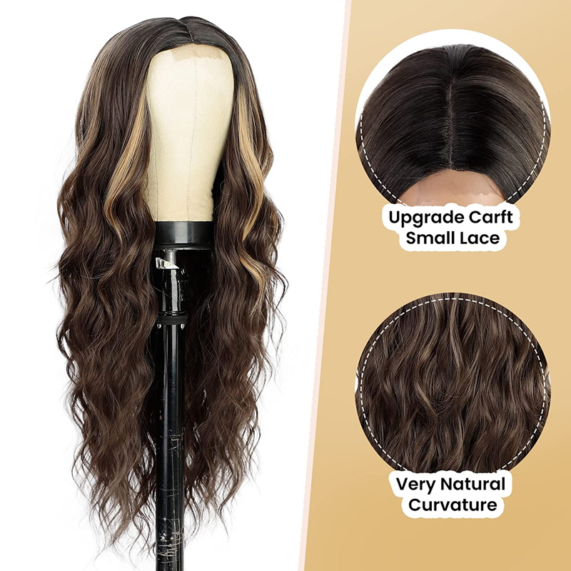 Brown Sweet Ladies Long Curly Hair Headgear Wigs display picture 7