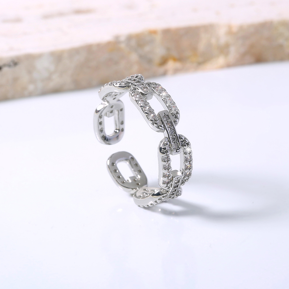 Hip-hop Style Sparkling Full Zirconium Cuban Chain Ring display picture 2