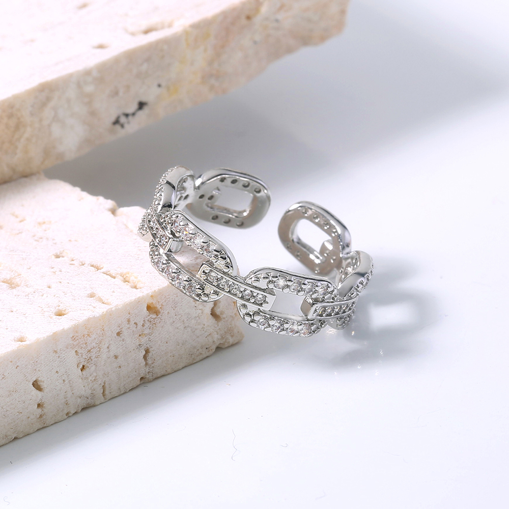 Hip-hop Style Sparkling Full Zirconium Cuban Chain Ring display picture 4