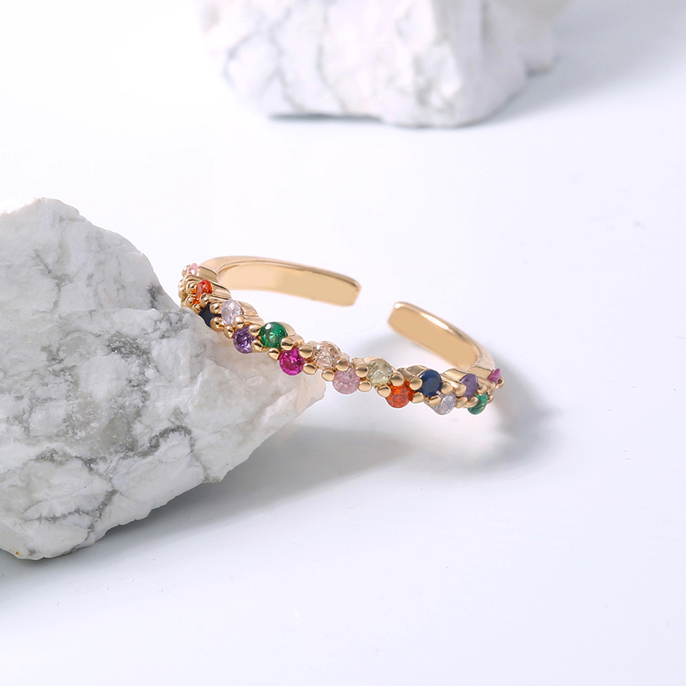 Colorful Stars Constellation Adjustable Opening Rainbow Zircon Ring Accessories display picture 1
