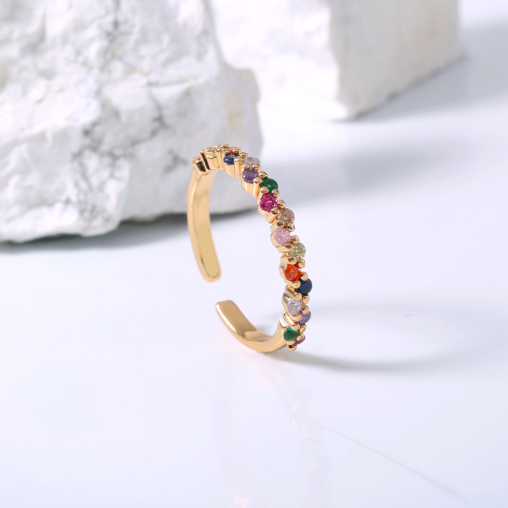Colorful Stars Constellation Adjustable Opening Rainbow Zircon Ring Accessories display picture 3