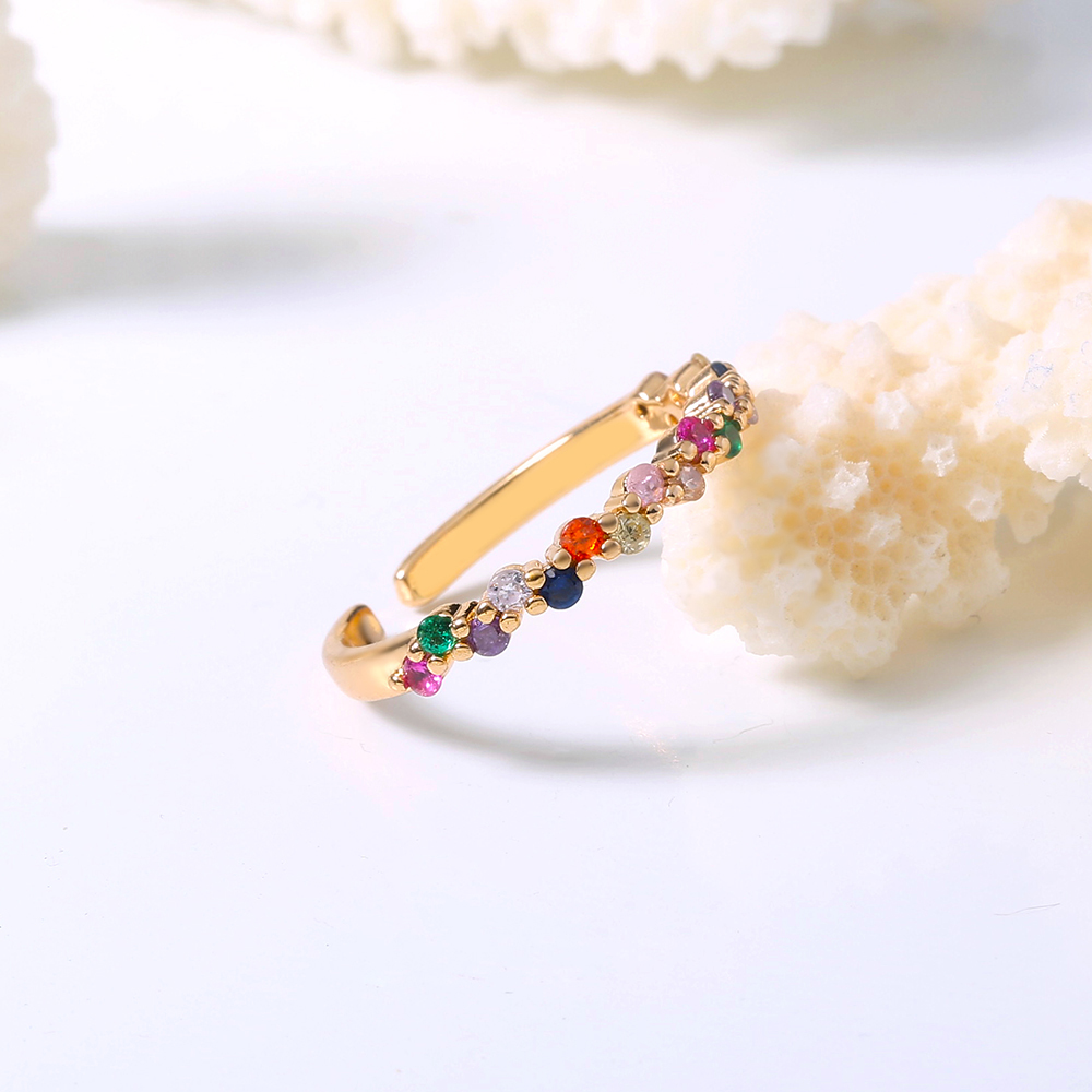 Colorful Stars Constellation Adjustable Opening Rainbow Zircon Ring Accessories display picture 4