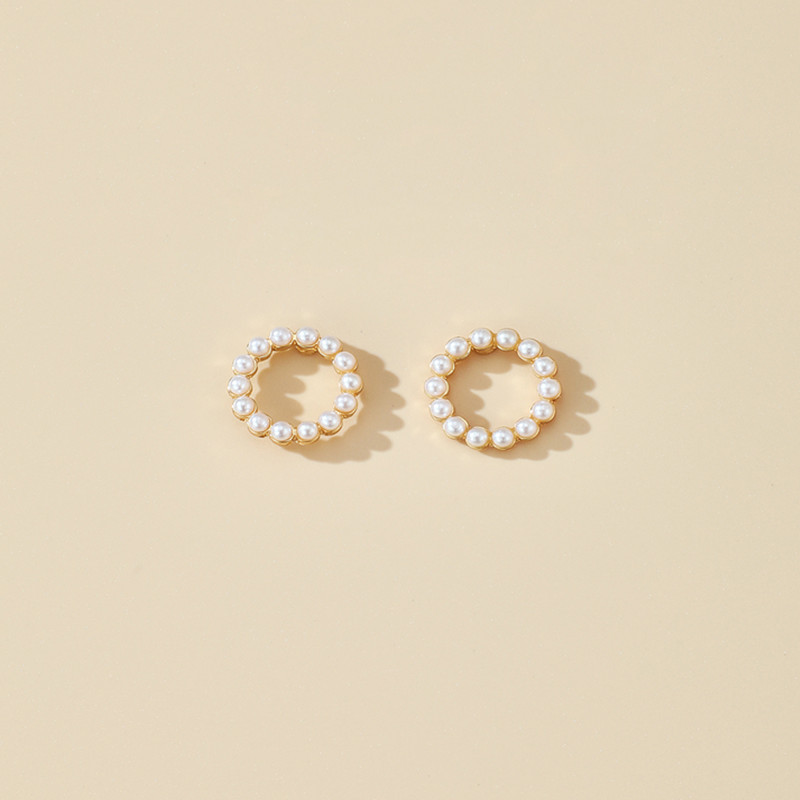 Korean Elk Butterfly Pearl Earrings Diamond Circle Pearl Pendant Earrings display picture 21