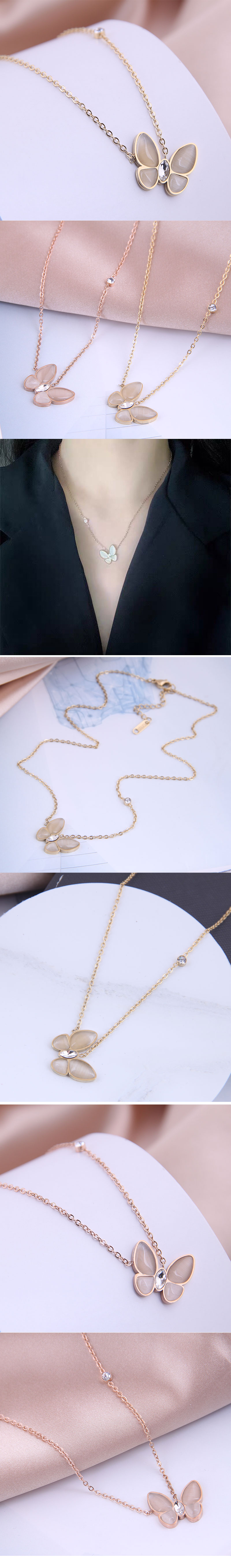 Korean Fashion Simple Ol Butterfly Titanium Steel Necklace display picture 1