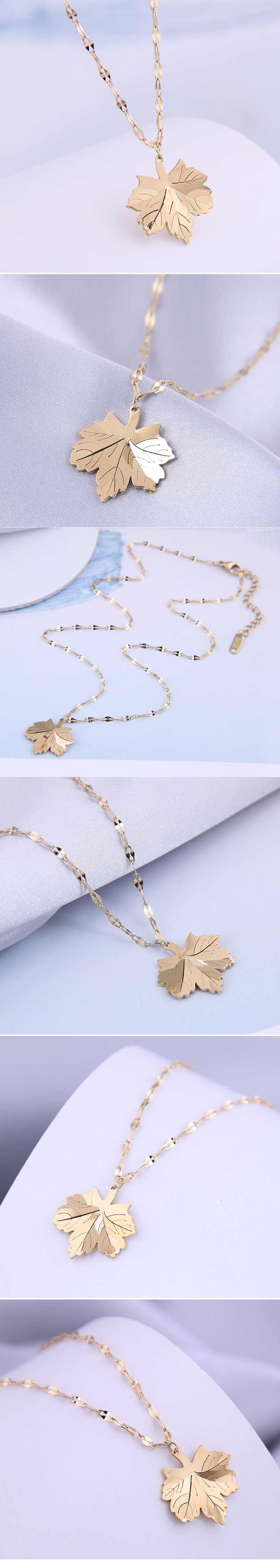Korean Fashion Maple Leaf Titanium Steel Necklace display picture 1