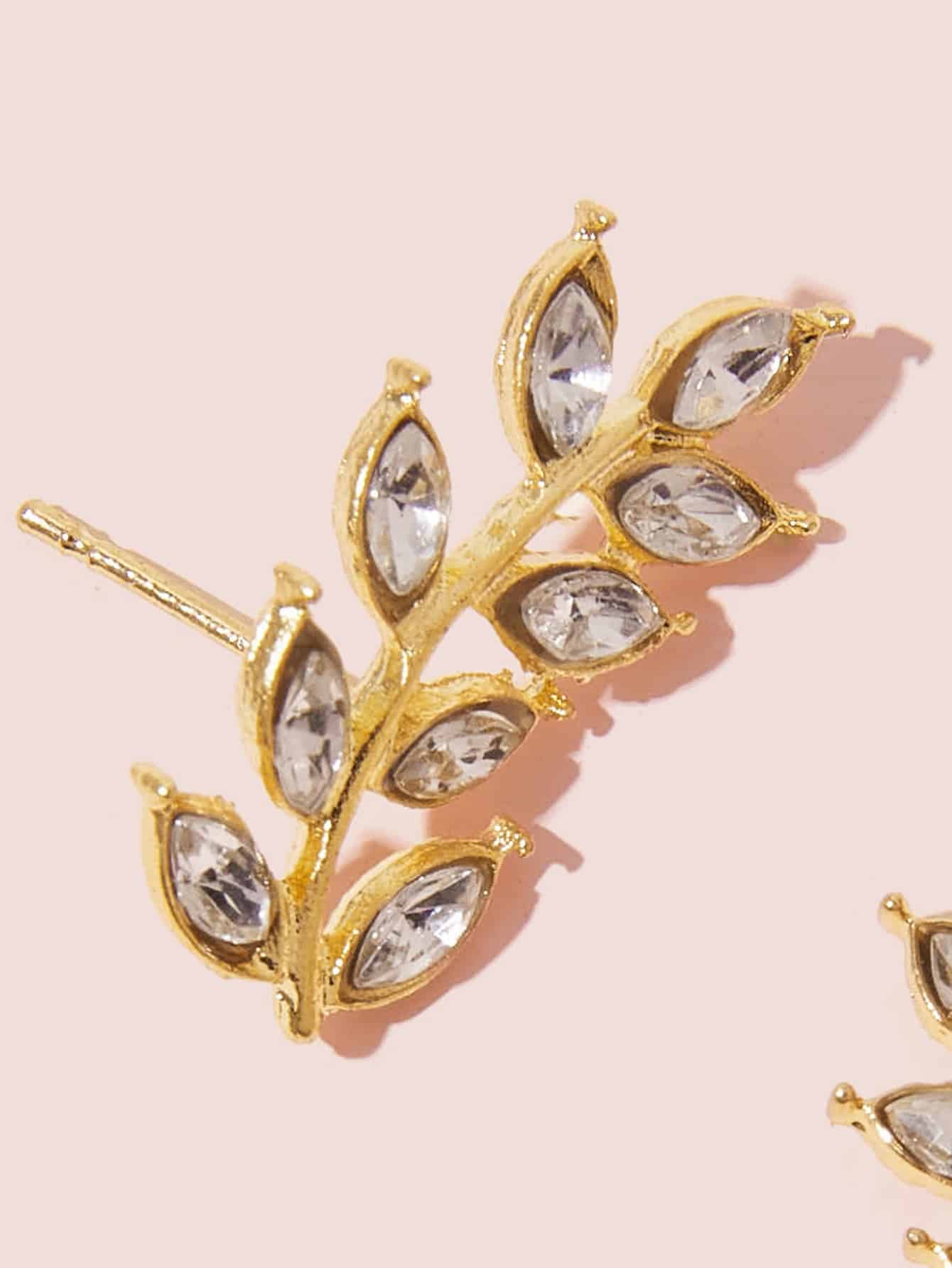 New Full Diamond Leaf Earrings display picture 2