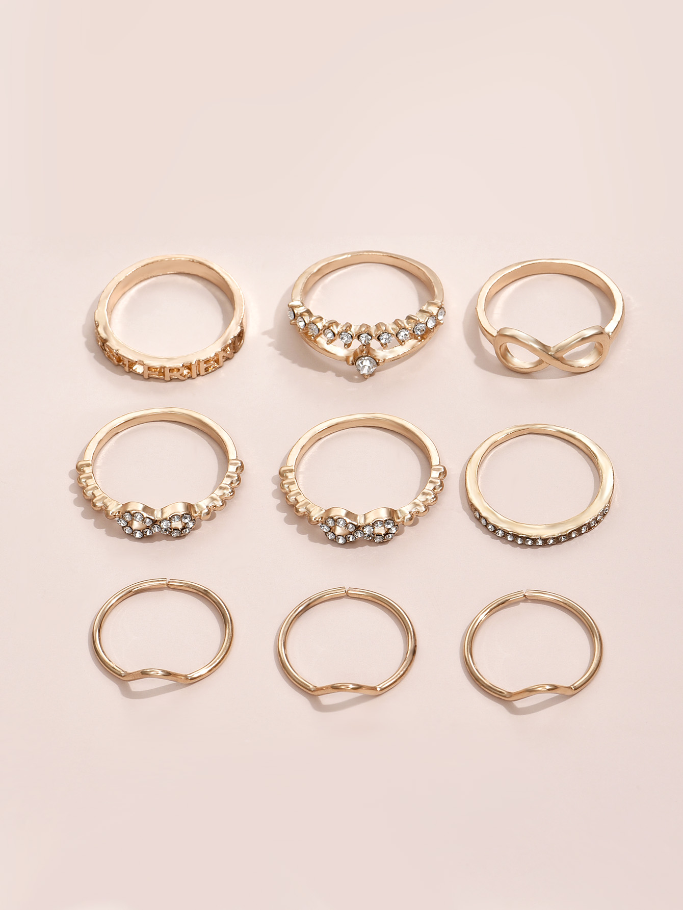 Bohemian Knotted Crown Letter Ring Set display picture 1