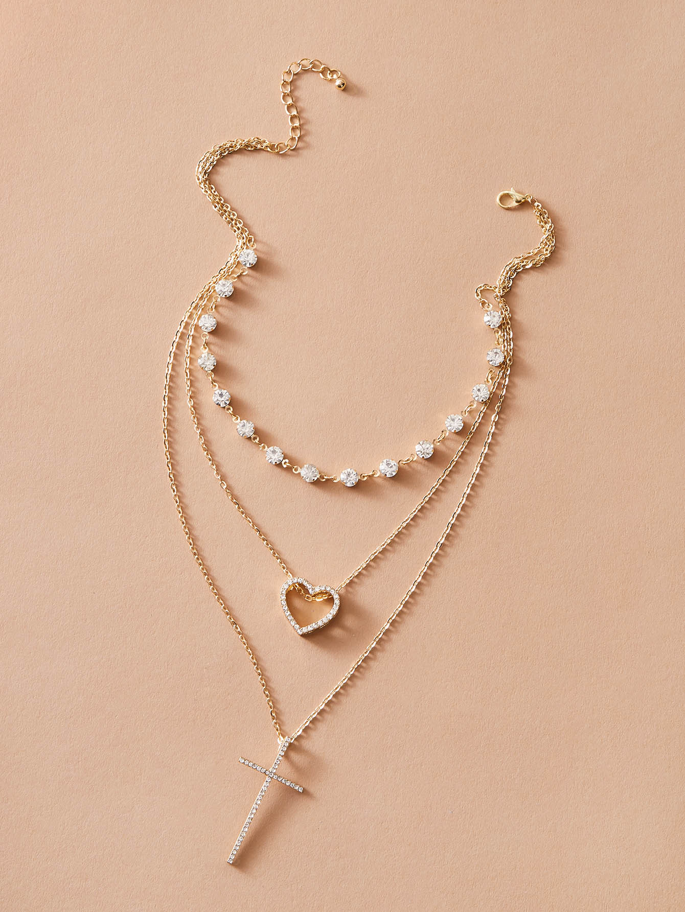 New Love Cross Pendant Diamond Chain Necklace display picture 1