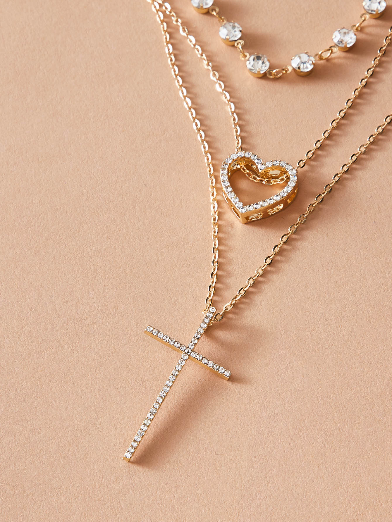 New Love Cross Pendant Diamond Chain Necklace display picture 2
