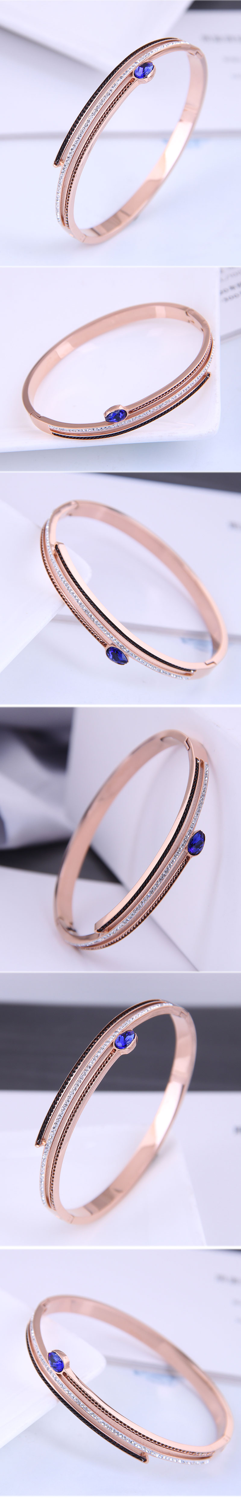 Korean Fashion Titanium Steel Simple Inlaid Zircon Bracelet display picture 1