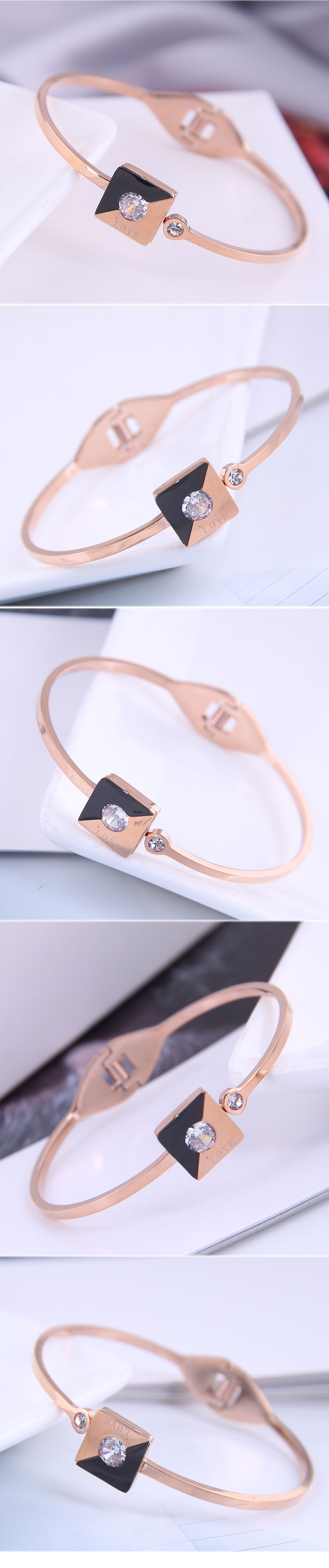 Korean Fashion Titanium Steel Simple Love Letter Bracelet display picture 1