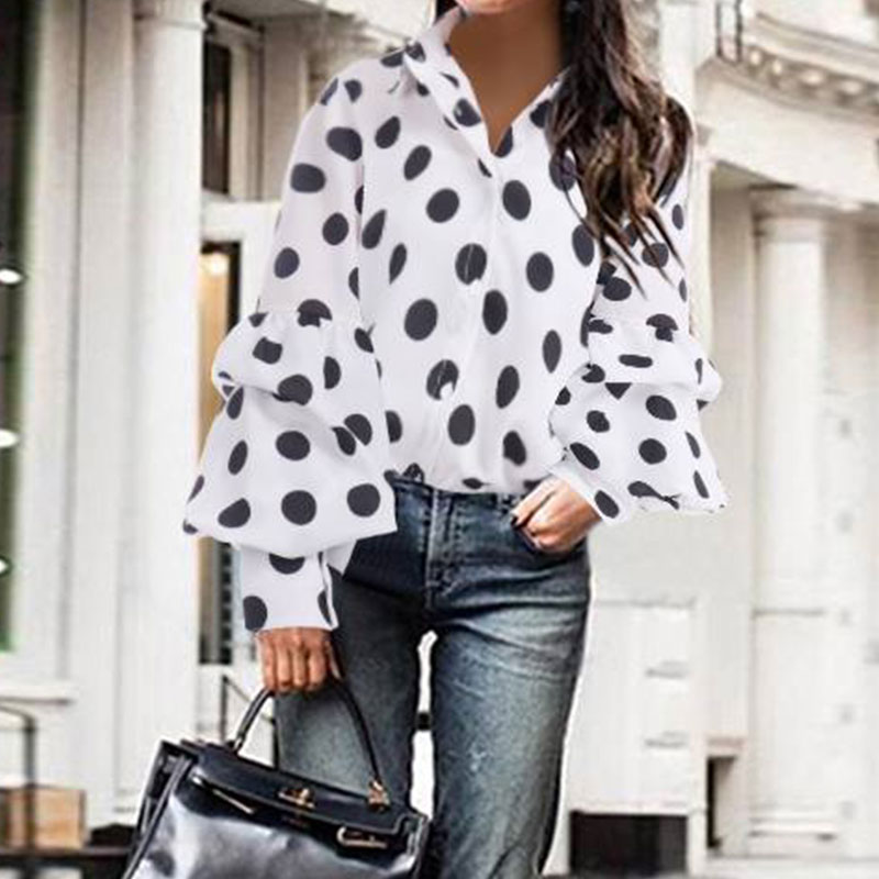 New Fashion Loose Polka-dot Long-sleeved Shirt display picture 2
