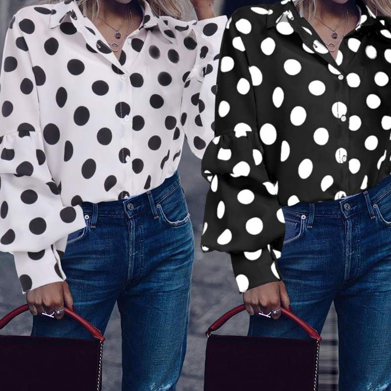 New Fashion Loose Polka-dot Long-sleeved Shirt display picture 3