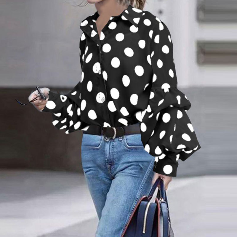 New Fashion Loose Polka-dot Long-sleeved Shirt display picture 4