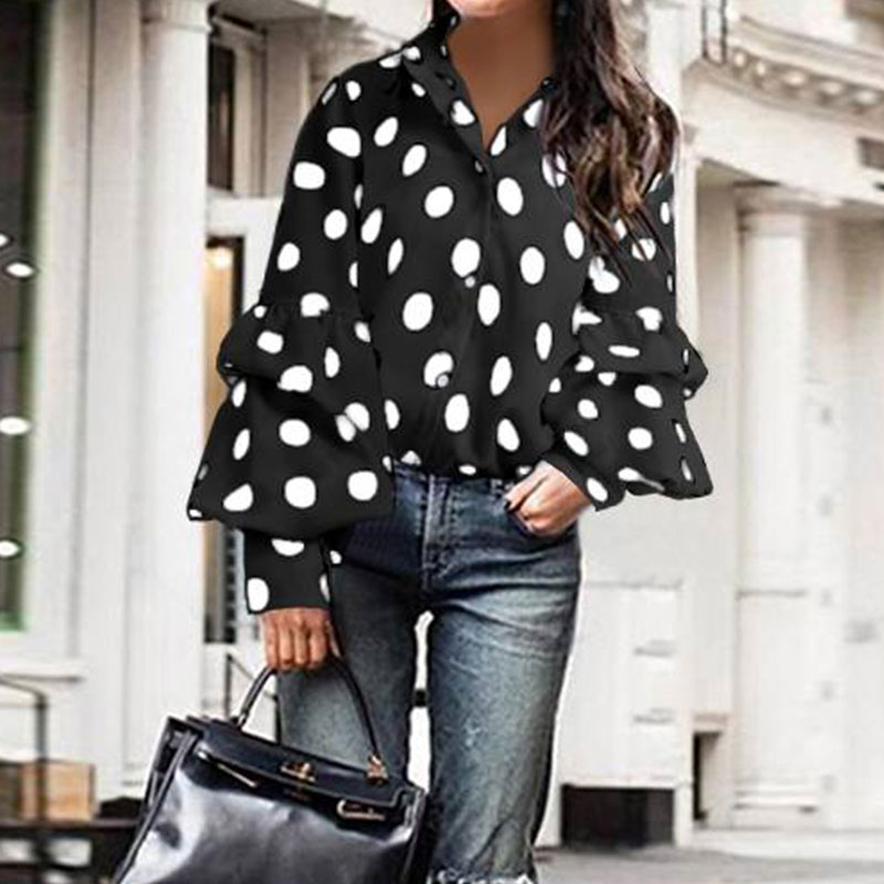 New Fashion Loose Polka-dot Long-sleeved Shirt display picture 5