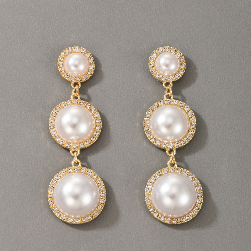 New Retro Pearl Long Tassel Diamond Earrings display picture 4