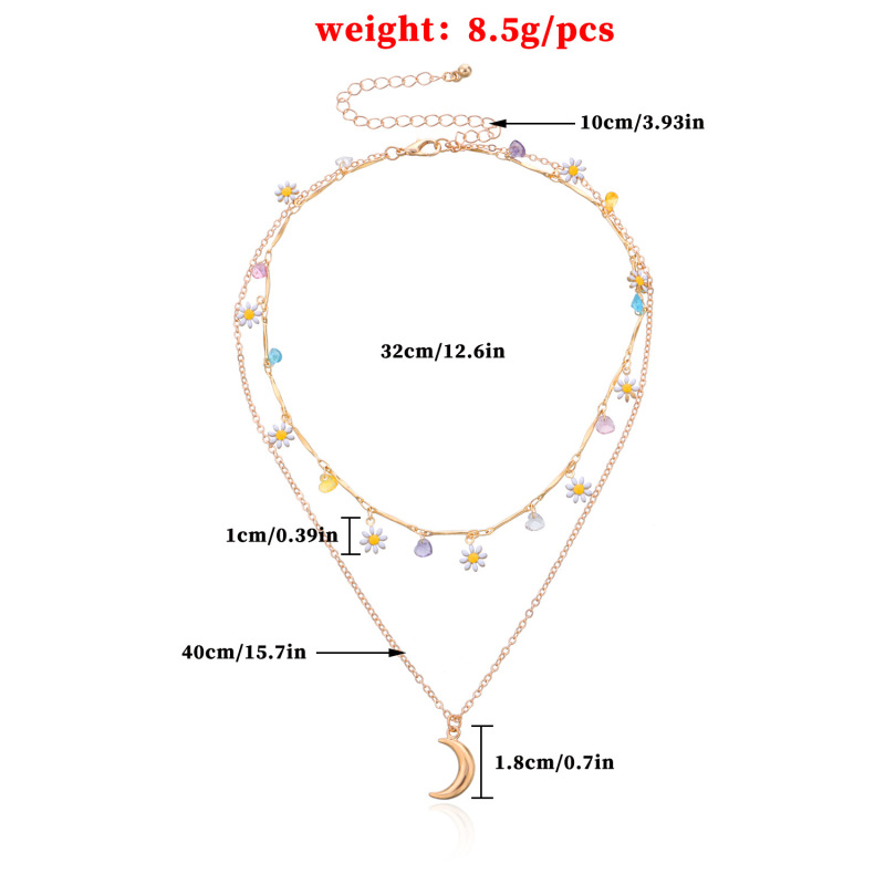Fashion Retro Moon Pendant Flower Diamond Simple Necklace display picture 5