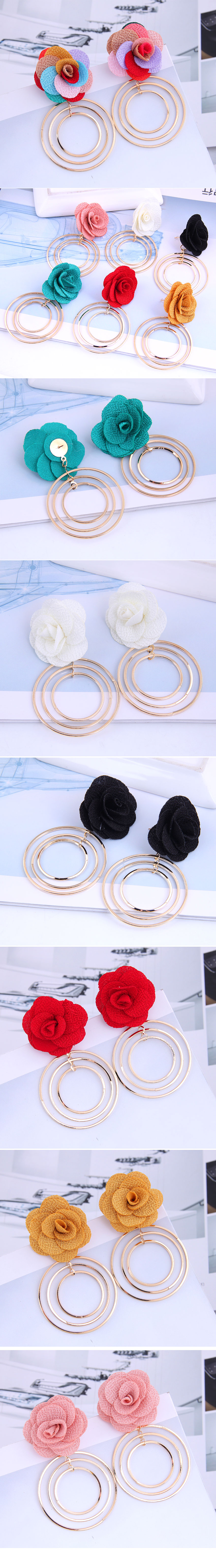 Fashion Wild Rose Concise Circle Exaggerated Earrings display picture 1